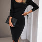 Elegant Ribbed Midi Dress with Side Slit